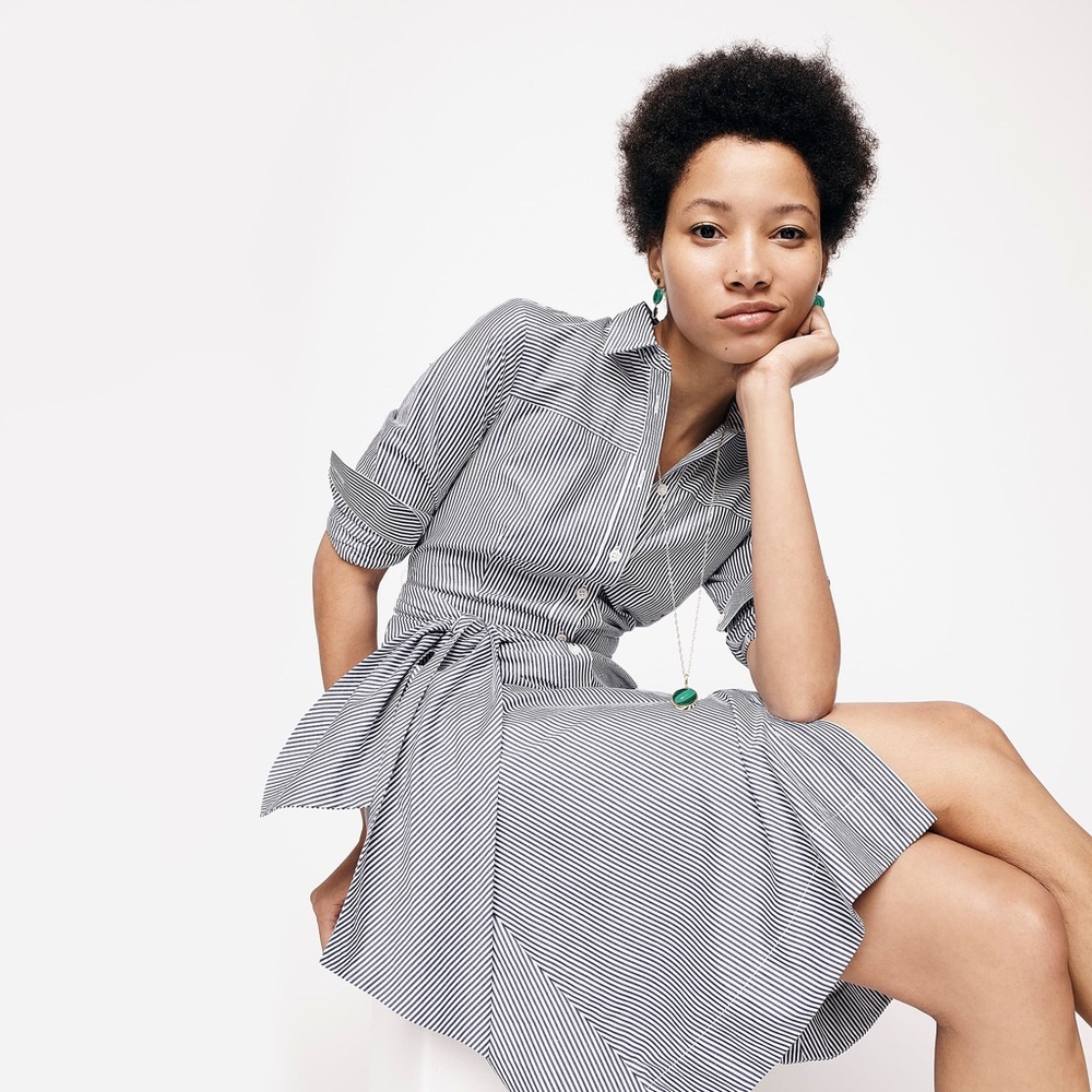 J.Crew Tie-waist Shirtdress in Stripe